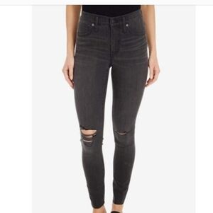 Madewell 9” Mid-Rise Skinny Jeans W28 Distressed Raw Hem Magic Pockets